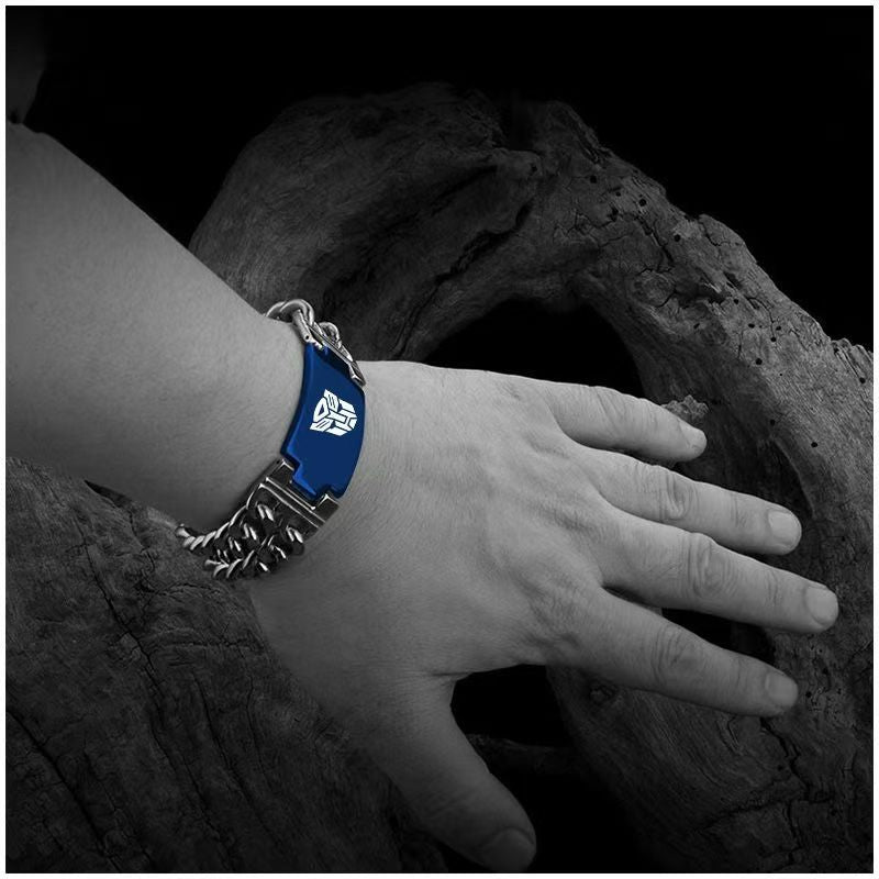 Transformers-themed bracelets, powerful metal material wristbands, titanium steel bracelets, laser-engraved titanium steel