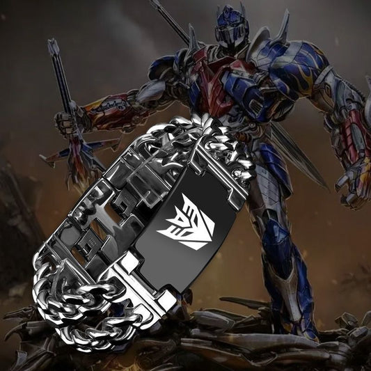 Transformers-themed bracelets, powerful metal material wristbands, titanium steel bracelets, laser-engraved titanium steel