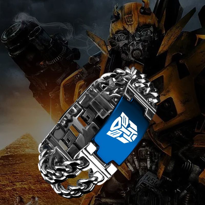 Transformers-themed bracelets, powerful metal material wristbands, titanium steel bracelets, laser-engraved titanium steel