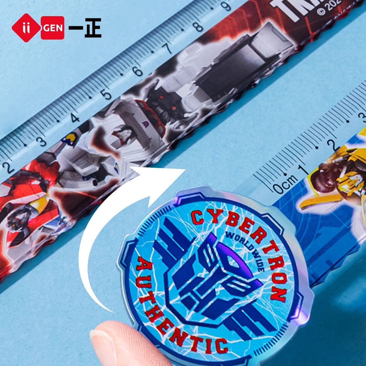 Transformers rotating ruler elementary school boy acrylic straight ruler fun transparent fine glitter ruler